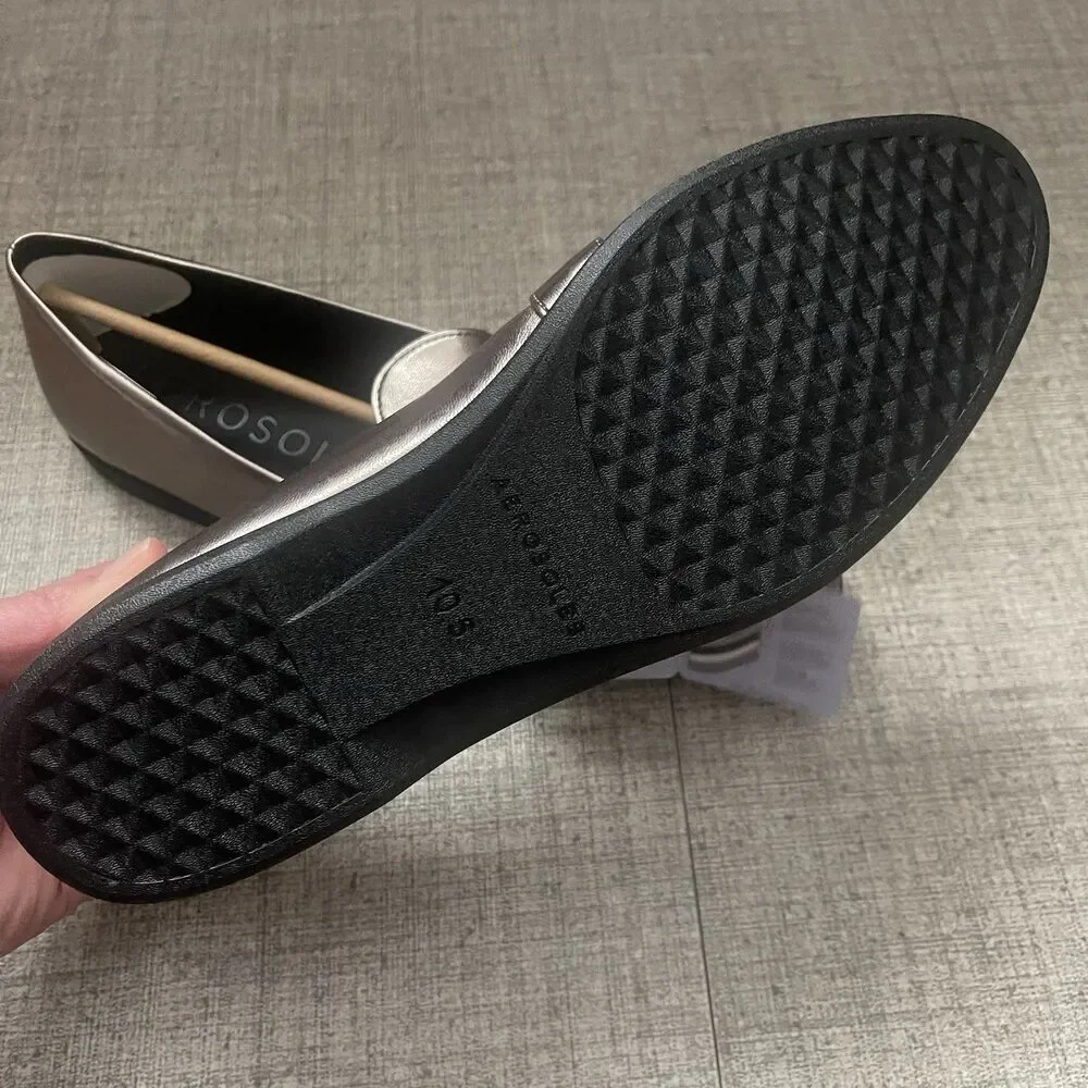 AEROSOLES Borgio Loafer‎ Flat Size 10.5 Graphite NEW Career Modern Work Comfort